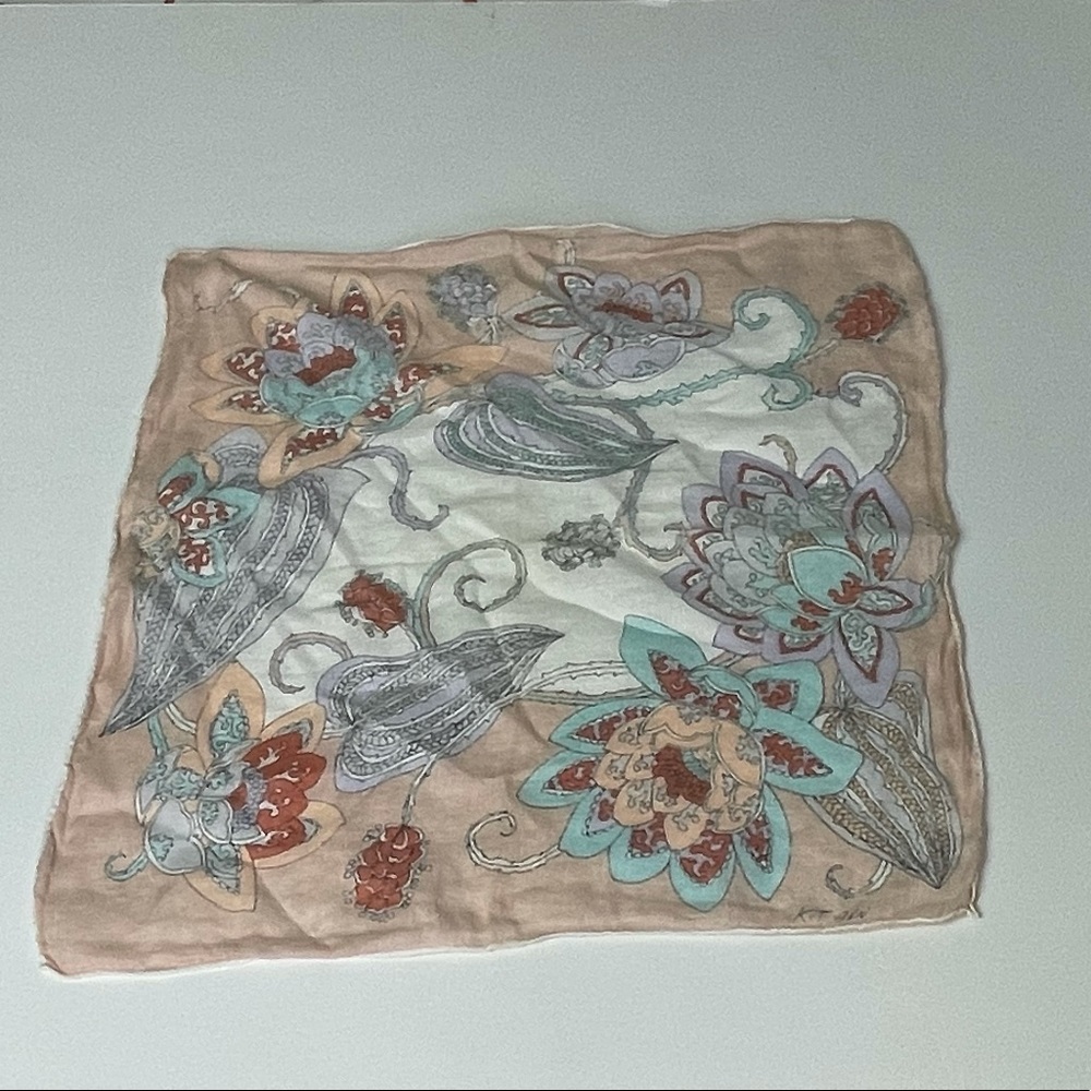 Vintage Palsy Floral Handkerchief Pocket Square Size 14” x 14” - Picture 3 of 8